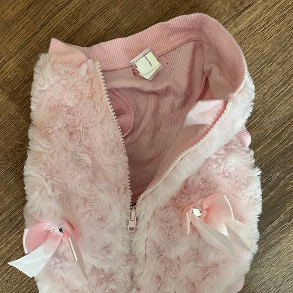 Smoothie Pooch Pink Faux Fur Zip Up Jacket With Scarf Size S - Picture 6 of 12